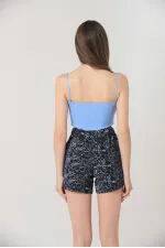 Short bleu marine imprimé tie-dye Topshow en gros