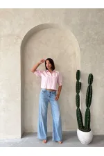 Arkası Kelebek Detaylı Toptan Gömlek   Pembe | Topshow