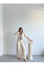 Pantalon en denim rayé - Pierre | Topshow | F1890