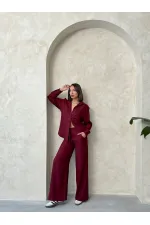 Pantalon en lin - Bordeaux | Topshow