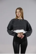 Blouse courte en gros - Bleu marine | TOPSHOW | F1544