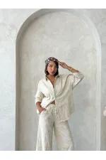 Embroidered Shirt - Stone | Topshow | F1951