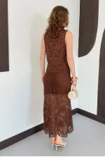 D 3011 Lace Sleeveless Blouse - Coffee D 3011 Lace Sleeveless Blouse - Coffee