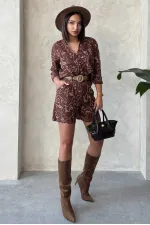 Nakışlı Toptan Şort - Kahve | Topshow