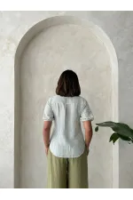 Chemise rayée détaillée en gros - Vert pistache | Topshow