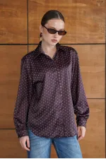 Chemise satinée à pois - Marron | F2076 - Topshow