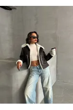 Süet Peluş Toptan Mont - Haki Krem | TOPSHOW | F1856