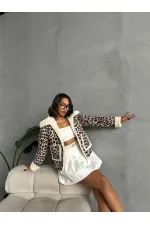 Patterned Plush Wholesale Coat - Leopard D1 | TOPSHOW | F1814