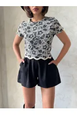 Dantel Bluz - Siyah | Topshow