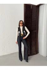 Gilet en daim scuba à applications Topshow - Noir | F2025