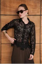 Lace Wholesale Shirts - Black | F2073 - Topshow