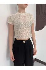 D 3007 GÜPÜR T SHIRT - KREM