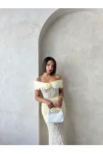 Rose Detailed Lace Blouse - Yellow - D2749 | Topshow