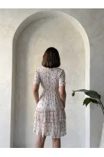 Jupe Topshow Stone à col bateau et imprimé floral, manches courtes et volantées, en gros