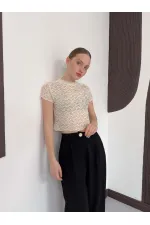 D 3007 GÜPÜR T SHIRT - KREM