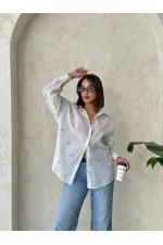 Nakışlı Vual Toptan Gömlek - Taş | TOPSHOW | F1876