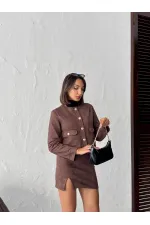 Veste Topshow en daim marron à poches (vente en gros)