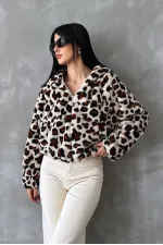 Bskılı Pejuş Toptan Mont - Açık Taş Leopar | TOPSHOW | F1654
