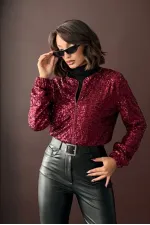 Topshow - Veste à sequins bordeaux pour femme (vente en gros) - Tenue de soirée élégante