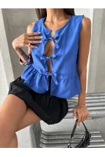 Topshow Saks Front Tie Wholesale Blouse