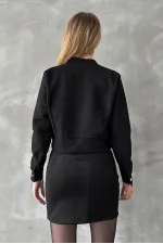 Süet Crop Toptan Mont - Siyah | TOPSHOW | F1551