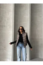 Kapitone Toptan Yelek - Leopar | TOPSHOW | F1785