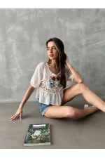 Topshow Stone Tile Embroidered Wholesale Blouse