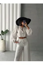 Glitter Striped Front Tie Wholesale Blouse - Stone Silver | TOPSHOW | F1804