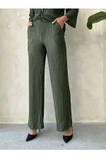 Pantalon plissé en gros - Kaki | Topshow