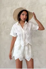 Nakışlı Toptan Şort - Taş | Topshow