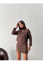 Veste Topshow en daim marron à poches (vente en gros)