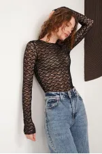 Wholesale Lace Blouse - Black | F2092 - Topshow