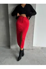 Süet Toptan Etek - Kırmızı | TOPSHOW | F1761