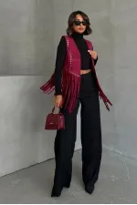 Topshow Burgundy Tassel Drop Wholesale Vest | F1806