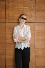 Lace Wholesale Shirts - Cream | F2073 - Topshow