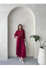 Tie Front Pleated Shirt - Claret Red | Topshow | F1739