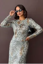 Topshow - Toptan Kadın Leopar Desen Likralı Bluz - Günlük Ve Gece Kombini - Açık Leopar