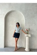 Dantel Gömlek - Mavi | Topshow