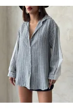 Kot Detaylı Toptan T-Shirt - Krem Mavi | Topshow | F1917