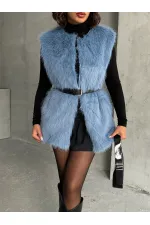 Gilet en plumes bleu en gros | TOPSHOW | F1567