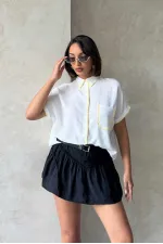 Shepherd's Stitched Linen Shirt - Cream Yellow | Topshow