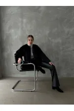 Topshow Siyah Suni Kürk Toptan Ceket | F1615