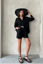 Chemise brodée en gros - Noire | Topshow | F1899