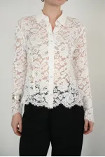 Wholesale Embroidered Lace Shirts - Cream | F2081 - Topshow