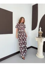 D 2913 EMBROIDERED TROUSERS - BROWN D 2913 EMBROIDERED TROUSERS - BROWN