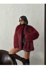 Faux Fur Wholesale Jacket - Burgundy | TOPSHOW | F1608