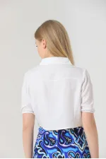 Chemise Topshow crème à motif de feuilles et pierres, vente en gros