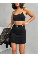 Kemerli Toptan Etek - Siyah | TOPSHOW | F1801