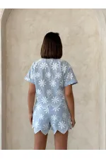 Nakışlı Toptan Gömlek - Mavi | Topshow