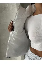 Doudoune sans manches Pitikare en fibre à motif noir (vente en gros) | TOPSHOW | F1741